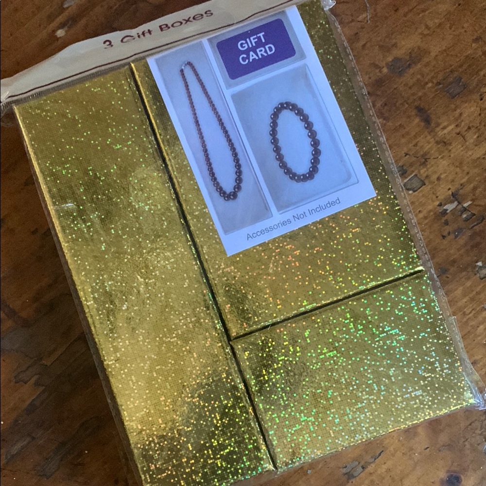 SET OF 3 Sparkling Gold Gift Boxes Set